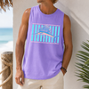 BojjiCo Retro Sailfish Shirt Tank Top for Men Coastal Tropical Beachcore Aesthetic Purple Cotton Teal Pink Graphic Deep Sea Fishing Beach Vacation Apparel Sleeveless Marlin Sportfishing Vintage Fisherman Dad Gifts Summer Graphic Tee
