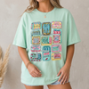 Bojjico Women's Sardine Collage Summer Tee Oversized Graphic T-Shirt Preppy Sardine-Core Coastal Grandmother Fisherman Aesthetic Mint Green Cotton Top Vintage Tinned Fish Graphic Quirky Foodie Portugal Vacation Shirt