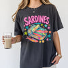Bojjico Oversized Sardines Graphic Tee Women's T-Shirt Quirky Retro Y2K Funky Pop Art Cream Cotton Blend Vintage Drop Shoulder Short Sleeve Tinned Fish Design Sardinecore Coastal Chic Tomato Girl Summer Fisherman Aesthetic