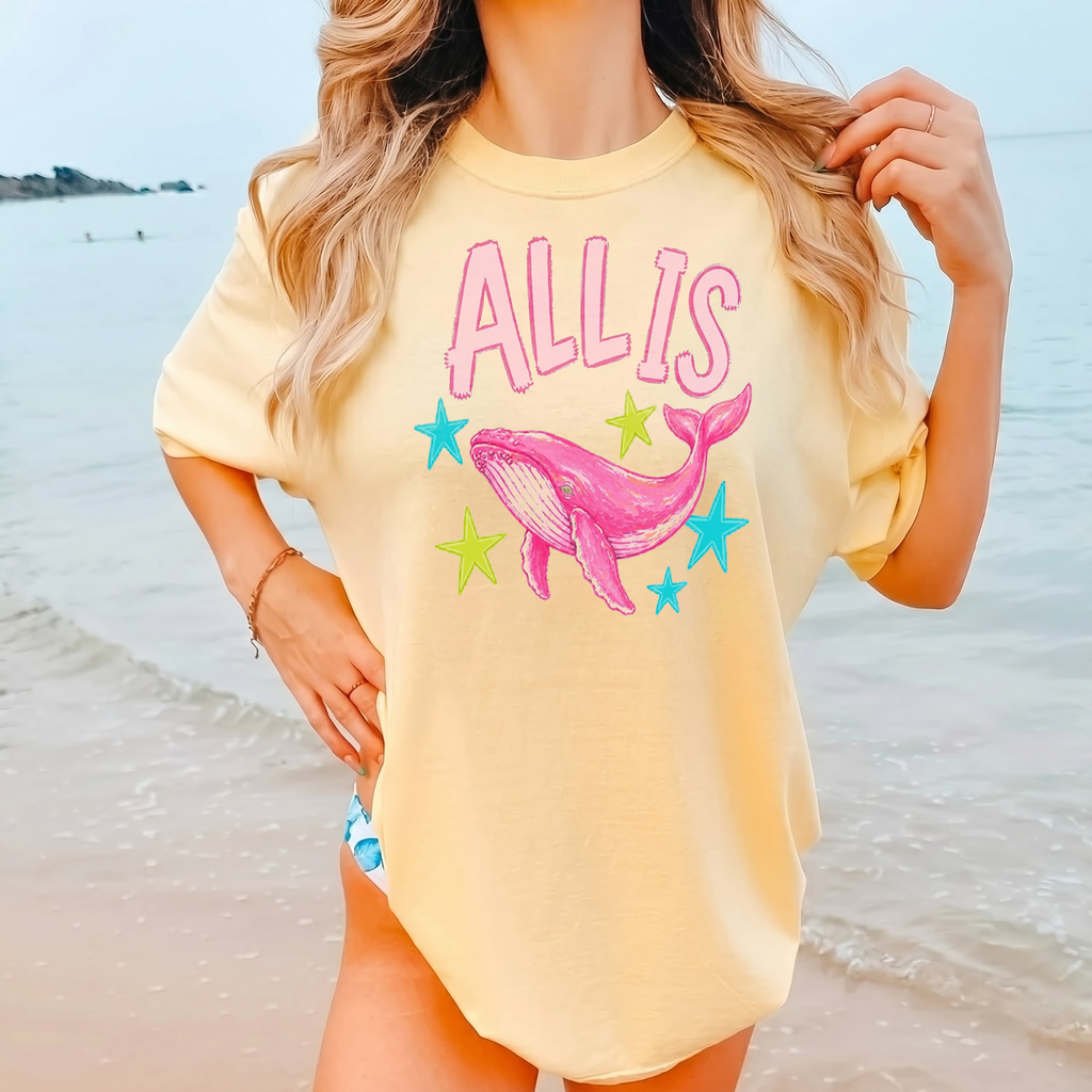 All Is Whale Oversized Graphic T-Shirt Y2K Preppy Casual Aesthetic Blend  Graphic Top Star Print Short Sleeve Bikini Cover Cute Summer Everyday Style Loungewear Biker Shorts Outfit