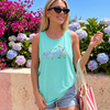 BojjiCo Catch Ya Later Fishing Theme Women's Tank Top Sleeveless Shirt Coastal Summer Preppy Beach Aesthetic White Cotton Blend Top Lake Life Vacation Outfit Funny Lure Graphic Tee Cute Outdoor Casual Trendy Summer Apparel