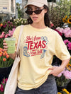 BojjiCo She's From Texas I Can Tell Graphic T-Shirt For Women Western Cowgirl Coquette Aesthetic Southern Pride Light Blue Cotton Tee Country Music Concert Outfit Rodeo Tops Retro Texas Girl Hometown Vibes Apparel Summer