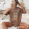BojjiCo Bubblegum Tiger Heart Sunglasses Oversized Graphic T-Shirt For Women Preppy Retro Street Style Black Cotton Blend Loose Fit Trendy Casual Top All-Season Animal Print Tee Novelty Graphic Shirt Cute Summer Festival Outfit
