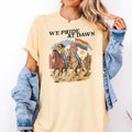 BojjiCo We Pride At Dawn T-Shirt Vintage Western Cowgirl Horse Riding Graphic Tee LGBTQ Rainbow Flag Pride Month Desert Cactus Cream Ivory TShirt Retro Southern Country Gay Lesbian Ally Gift Women Men Casual Aesthetic Short Sleeve Top