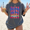 Fish Around And Find Out T-Shirt Preppy Coastal Trout Fishing Aesthetic Light Pink Cotton Oversized Fit Short Sleeve Crew Neck Rainbow Fish Funny Meme Quote Girly Fishing Lover Beach Shirt Boat Day Girl Trip