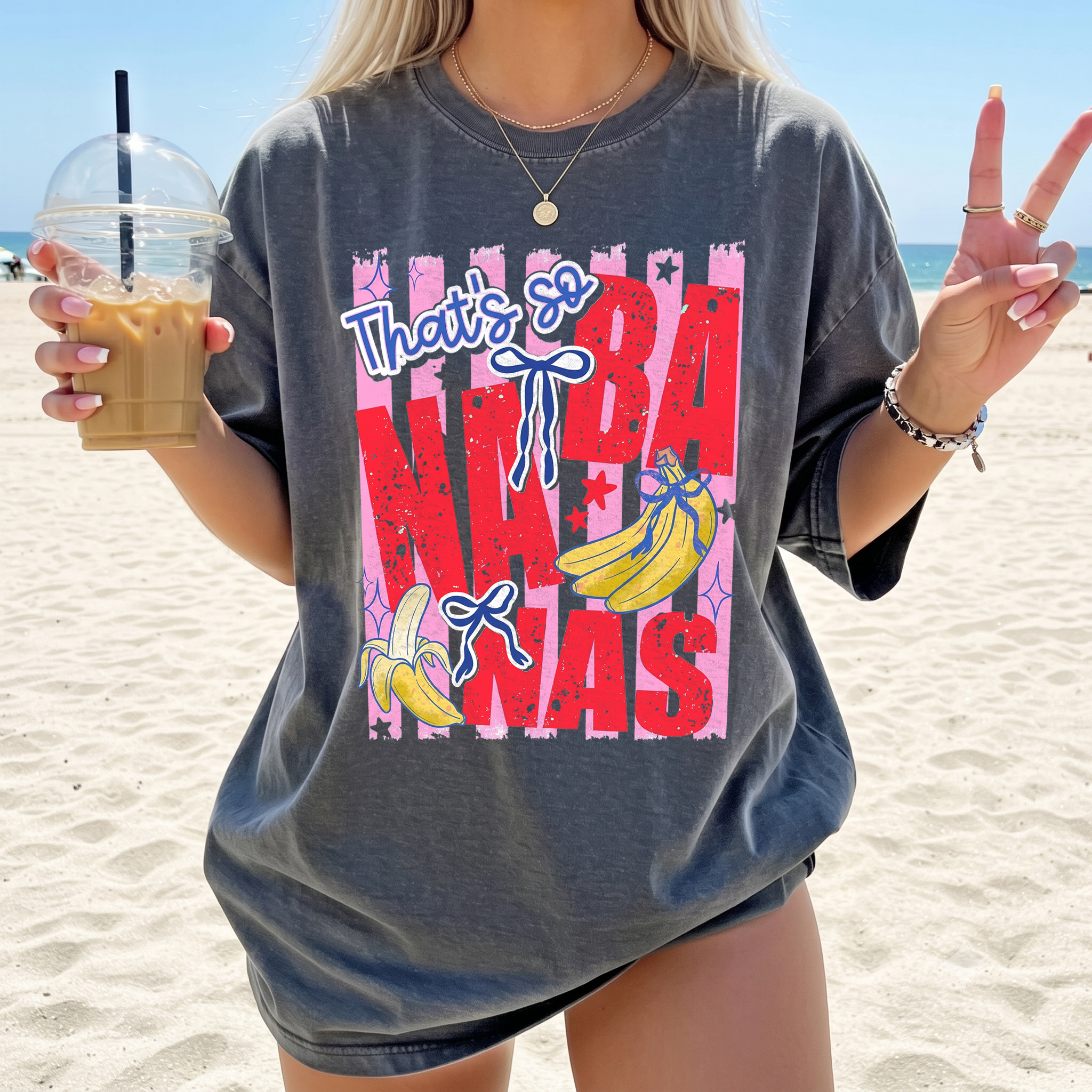BojjiCo That's So Banana Summer Coquette Bow Graphic T-Shirt Cute Pink Yellow Aesthetic Oversized Tee For Women Trendy Summer Beach Vacation Outfit Y2K Casual Short Sleeve White Cotton Top Girls