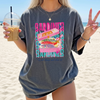 Sardines With Lemon And Olive Oil Graphic T-Shirt Oversized Graphic Tee For European Summer Quirky Coastal Preppy Aesthetic Mediterranean Vibes Light Yellow Cotton Blend Pink Blue Print Vintage Tinned Fish Fashion Beach Cover Up Retro Food Shirt