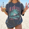 BojjiCo Hawaii Shirt Aloha State Shirt Trendy Summer Tees Retro Summer Shirt Hawaiian Shirt Cute Coconut Tree Top Beach Tee Beach Lover Gifted Graphic T-Shirt Oversized Aesthetic Pastel Top