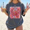 Leopard Print Crab Graphic Tee T-Shirt Preppy Coastal Summer Coquette Aesthetic Oversized Short Sleeve Crew Neck Floral Crab Graphic Top With Striped Background Seafood Lover Vacation Gift