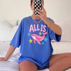 All Is Whale Oversized Graphic T-Shirt Y2K Preppy Casual Aesthetic Blend  Graphic Top Star Print Short Sleeve Bikini Cover Cute Summer Everyday Style Loungewear Biker Shorts Outfit