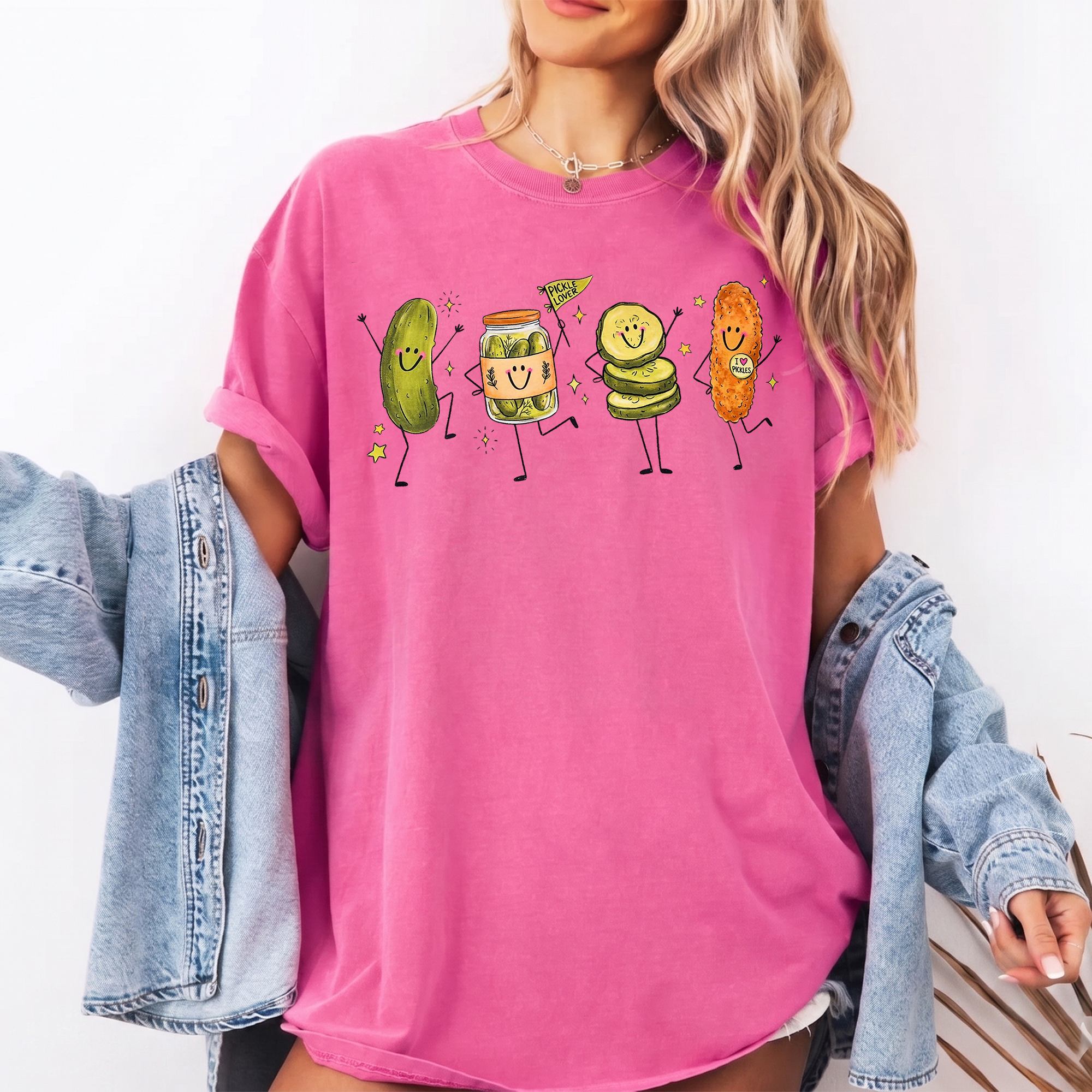 Pickle Lover Graphic Tee Retro Foodie Aesthetic T-Shirt Cotton Oversized Fit Funny Dancing Pickle Cartoon Short Sleeve Crew Neck Summer Top Y2K Gag Gift Just A Girl Who Loves Pickles