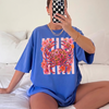 Leopard Print Crab Graphic Tee T-Shirt Preppy Coastal Summer Coquette Aesthetic Oversized Short Sleeve Crew Neck Floral Crab Graphic Top With Striped Background Seafood Lover Vacation Gift