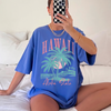 BojjiCo Hawaii Shirt Aloha State Shirt Trendy Summer Tees Retro Summer Shirt Hawaiian Shirt Cute Coconut Tree Top Beach Tee Beach Lover Gifted Graphic T-Shirt Oversized Aesthetic Pastel Top
