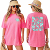 Seashell Girl Trip Graphic Tee T-Shirt For Beachcore Preppy Coastal Aesthetic Cotton Front And Back Coastal Beach Shell Print Vacation Summer Tee Shirt Starfish Top