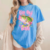 BojjiCo Kiss My Bass Bow Graphic T-Shirt Funny Coquette Preppy Y2K Aesthetic Light Pink Cotton Tee Girly Fishing Gift For Her Pearl Necklace Fish Crown Design Summer Crewneck Novelty Fishing Top Apparel