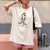 BojjiCo Crown Frog Be You The World Will Adjust T-Shirt Unisex Japanese Streetwear Vintage Stays True To Self Washed Aesthetic Light Beige Cotton Graphic Tee Grumpy Frog Novelty Meme Shirt For Casual Everyday Wear
