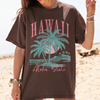 BojjiCo Hawaii Shirt Aloha State Shirt Trendy Summer Tees Retro Summer Shirt Hawaiian Shirt Cute Coconut Tree Top Beach Tee Beach Lover Gifted Graphic T-Shirt Oversized Aesthetic Pastel Top