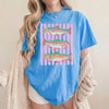 BojjiCo Preppy Summer Rainbow Trout Fishing Graphic T-Shirt for Women Oversized Coastal Beach Retro Fish Shirt Bright Pastel Mint Cotton Tee Maximalist Outdoor Girls Fish Too Apparel Trendy Summer Vacation Outfit Top