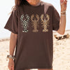 Preppy Patterned Lobster Graphic Tee T-Shirt Coastal Grandmother Beachy Aesthetic Summer Vacation Breathable Blend Oversized Fit Short Sleeve Top Leopard Checkerboard Polka Dot Print
