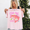 BojjiCo Kiss My Bass Graphic Tee For Women Preppy Coastal Retro Aesthetic Royal Blue Cotton T-Shirt Pastel Pink Fishing Summer Lake Outfit Funny Angler Gift Large Mouth Bass Southern Prep Y2K Trendy Clothes