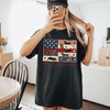 BojjiCo Paws And Stripes Forever Dachshund Edition Graphic T-Shirt For Women And Dog Moms Patriotic Americana Preppy Aesthetic Cream Cotton Tee 4th Of July USA American Flag Wiener Dog Independence Day Summer Humor Gift Shirt