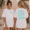 Seashell Girl Trip Graphic Tee T-Shirt For Beachcore Preppy Coastal Aesthetic Cotton Front And Back Coastal Beach Shell Print Vacation Summer Tee Shirt Starfish Top