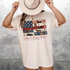BojjiCo Paws And Stripes Forever Dachshund Edition Graphic T-Shirt For Women And Dog Moms Patriotic Americana Preppy Aesthetic Cream Cotton Tee 4th Of July USA American Flag Wiener Dog Independence Day Summer Humor Gift Shirt
