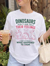 BojjiCo Funny Dinosaurs Didn't Talk About Their Feelings Graphic Tee Oversized T-Shirt for Women Men Retro Mental Health Awareness Mint Green Cotton School Counselor Shirt Social Worker Therapist Back to School Top
