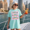 BojjiCo Preppy Summer Rainbow Trout Fishing Graphic T-Shirt for Women Oversized Coastal Beach Retro Fish Shirt Bright Pastel Mint Cotton Tee Maximalist Outdoor Girls Fish Too Apparel Trendy Summer Vacation Outfit Top