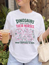 BojjiCo Funny Dinosaurs Didn't Listen To Their Nurses And We Know What Happened To Them Oversized T-Shirt For Women RN Pediatric NICU Retro Preppy Pastel Cream Cotton Crewneck Shirt Medical Humor Graduation Gift Coquette Snarky Nurse Apparel Tops