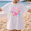 All Is Whale Oversized Graphic T-Shirt Y2K Preppy Casual Aesthetic Blend  Graphic Top Star Print Short Sleeve Bikini Cover Cute Summer Everyday Style Loungewear Biker Shorts Outfit