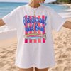 Fish Around And Find Out T-Shirt Preppy Coastal Trout Fishing Aesthetic Light Pink Cotton Oversized Fit Short Sleeve Crew Neck Rainbow Fish Funny Meme Quote Girly Fishing Lover Beach Shirt Boat Day Girl Trip