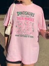BojjiCo Funny Dinosaurs Didn't Listen To Their Nurses And We Know What Happened To Them Oversized T-Shirt For Women RN Pediatric NICU Retro Preppy Pastel Cream Cotton Crewneck Shirt Medical Humor Graduation Gift Coquette Snarky Nurse Apparel Tops