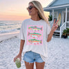 BojjiCo Preppy Summer Rainbow Trout Fishing Graphic T-Shirt for Women Oversized Coastal Beach Retro Fish Shirt Bright Pastel Mint Cotton Tee Maximalist Outdoor Girls Fish Too Apparel Trendy Summer Vacation Outfit Top