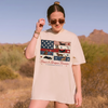BojjiCo Paws And Stripes Forever Dachshund Edition Graphic T-Shirt For Women And Dog Moms Patriotic Americana Preppy Aesthetic Cream Cotton Tee 4th Of July USA American Flag Wiener Dog Independence Day Summer Humor Gift Shirt