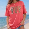 Preppy Patterned Lobster Graphic Tee T-Shirt Coastal Grandmother Beachy Aesthetic Summer Vacation Breathable Blend Oversized Fit Short Sleeve Top Leopard Checkerboard Polka Dot Print