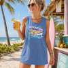 BojjiCo On The Boat Again Tank Top Women's Preppy Beachy Summer Sleeveless Shirt Blue Cotton Pink Gold Retro Speedboat Graphic Print Relaxed Fit Crew Neck Summer Apparel For Lake Life Boating Lifestyle Girls Trip Vacation Cruise Crew Outfit