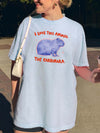 BojjiCo I Love This Animal The Carbonara Funny Capybara Meme Unisex T-Shirt For Gen Z Men Women Y2K Aesthetic White Heavy Cotton Casual Top Vintage Retro Animal Lover Graphic Tee Cryptid Comedy Viral Clothing Gift