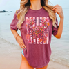 Leopard Print Crab Graphic Tee T-Shirt Preppy Coastal Summer Coquette Aesthetic Oversized Short Sleeve Crew Neck Floral Crab Graphic Top With Striped Background Seafood Lover Vacation Gift