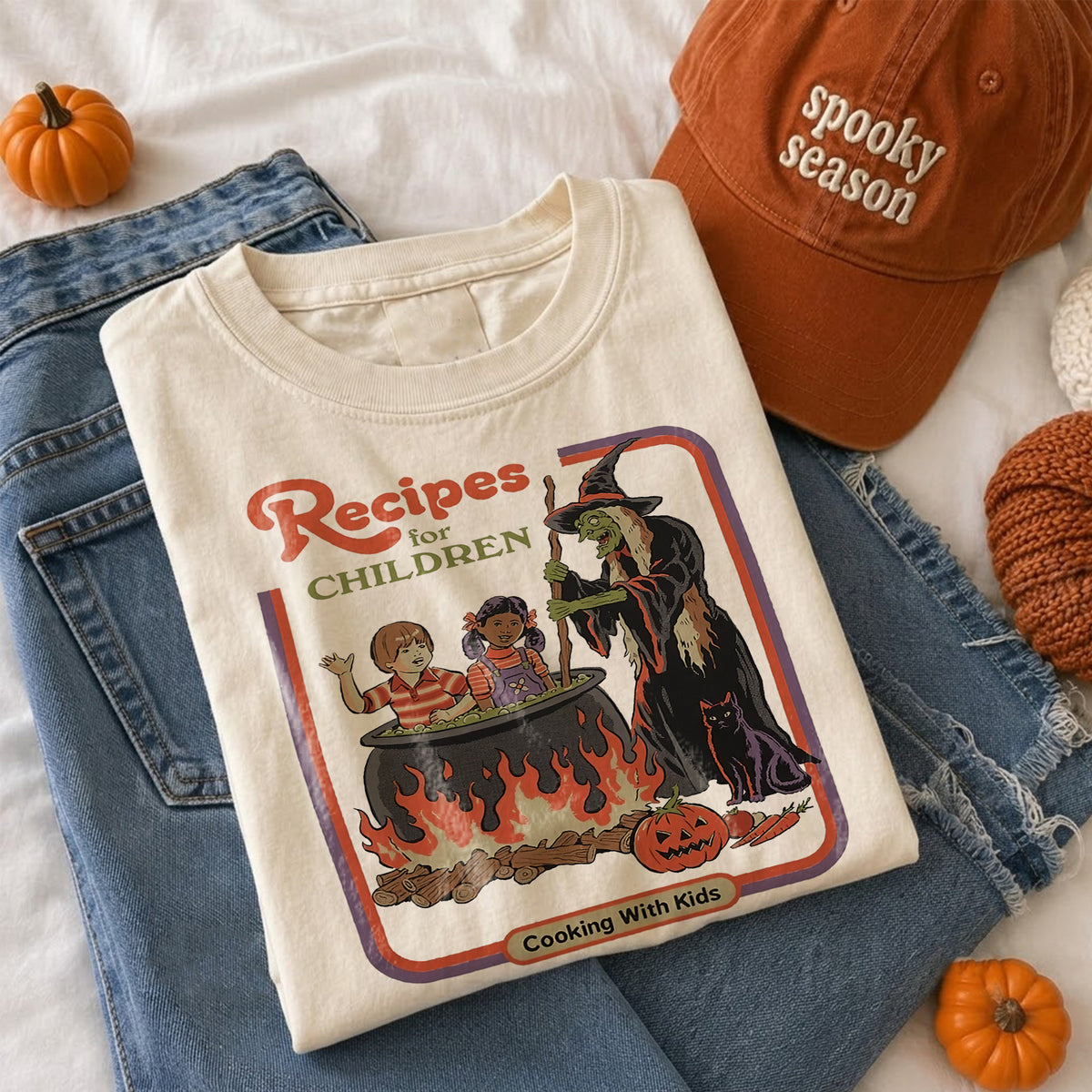 Recipes For Children Retro Witch T-Shirt Funny Dark Humor Halloween Graphic