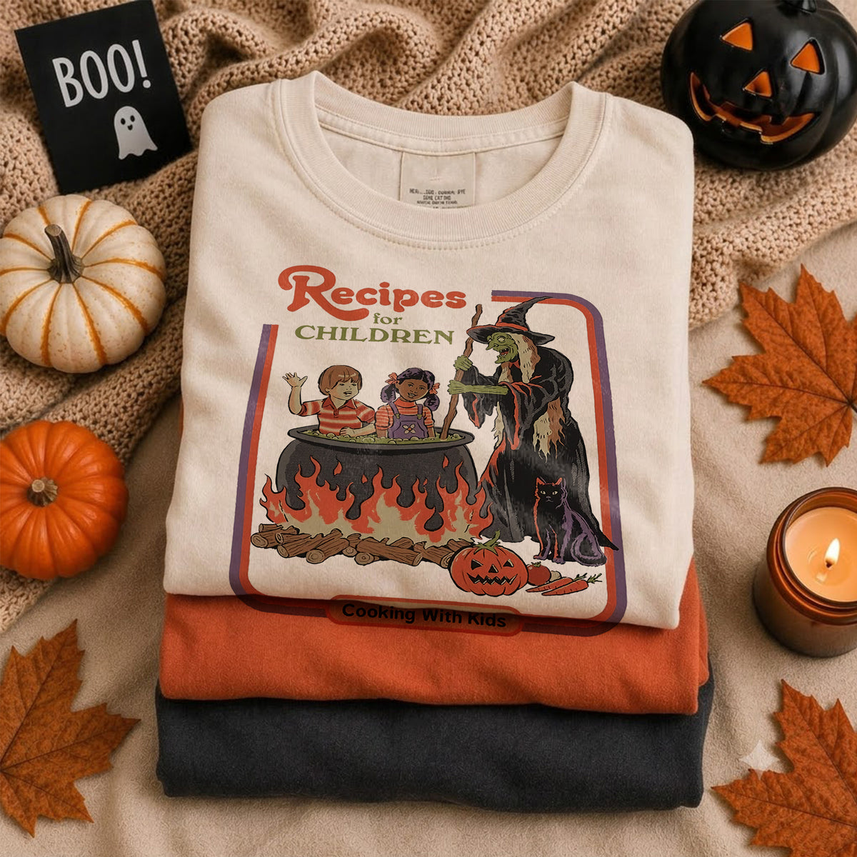 Recipes For Children Retro Witch T-Shirt Funny Dark Humor Halloween Graphic