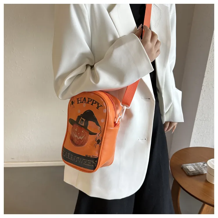 Happy Halloween Crossbody Bag Spooky Cute Pumpkin Mini Purse for Women