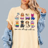 Bojjico You Are All Safe With Me Cute Rainbow Dogs Teacher T-Shirt Back To School Graphic T-Shirt Teachers Inclusive Pride Wholesome Preppy Aesthetic Light Pink Cotton LGBTQ Queer Ally First Day School Apparel
