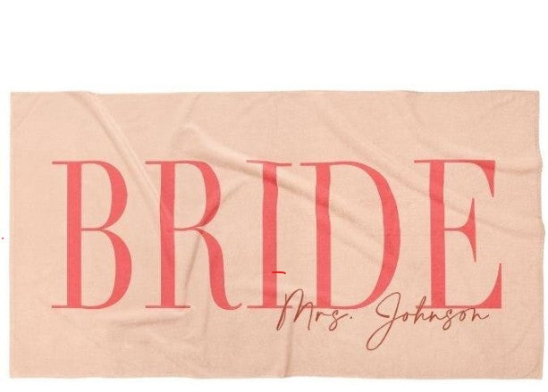 Bojjico Custom Personalized Future Mrs Bride Beach Towel for Women Elegant Coastal Aesthetic Light Blue Pool Towel Bachelorette Party Favor Bridal Shower Gift Honeymoon Travel Essential Summer Vacation Accessory Quick Dry
