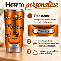 Personalized Acoustic Guitar Music Tumbler Custom Name Guitarist Gift - personalization guide