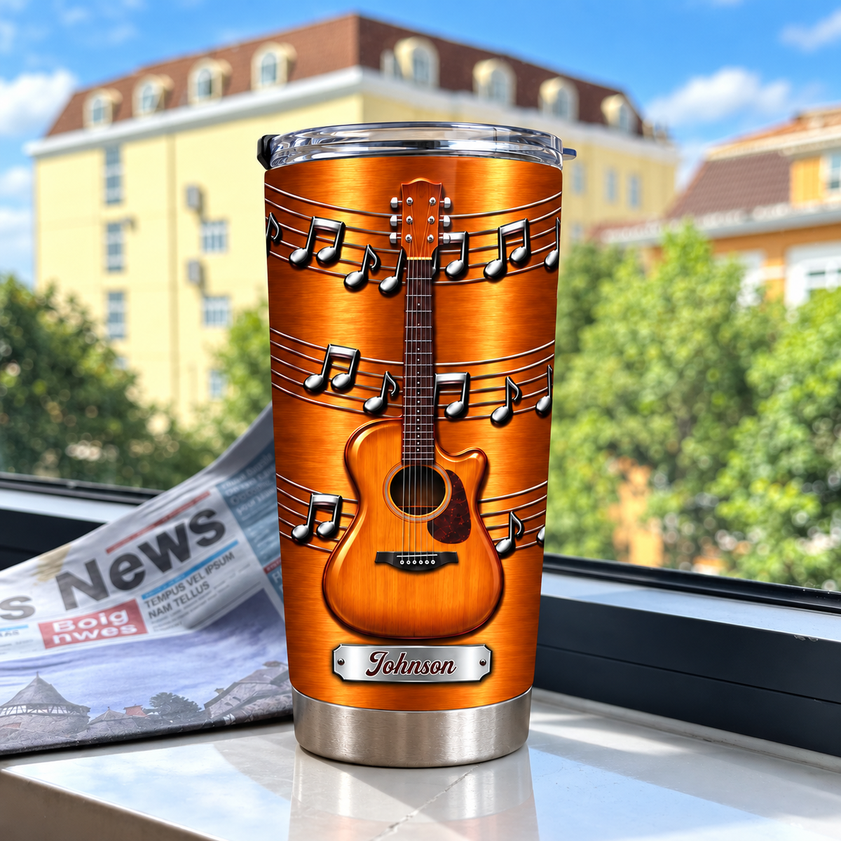 Personalized Acoustic Guitar Music Tumbler Custom Name Guitarist Gift - product view 5