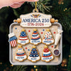 Customer in Austin, Texas wearing America 250 1776-2026 Ornament, Custom Name Patriotic Christmas Cookie Gift, Personalized Family Hol