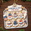 Close-up of America 250 1776-2026 Ornament, Custom Name Patriotic Christmas Cookie Gift, Personalized Family Hol for streetwear fans in Austin, Texas