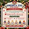 Close-up of America 250 1776-2026 Ornament, Custom Name Patriotic Christmas Cookie Gift, Personalized Family Hol for streetwear fans in Austin, Texas