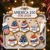 America 250 1776-2026 Ornament, Custom Name Patriotic Christmas Cookie Gift, Personalized Family Hol available at our Austin, Texas warehouse